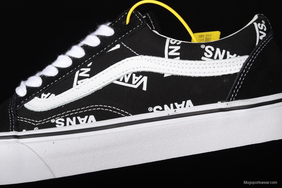 Vans Old Skool classic black and white LOGO letter printed low upper board shoes VN0A3WKTQW7