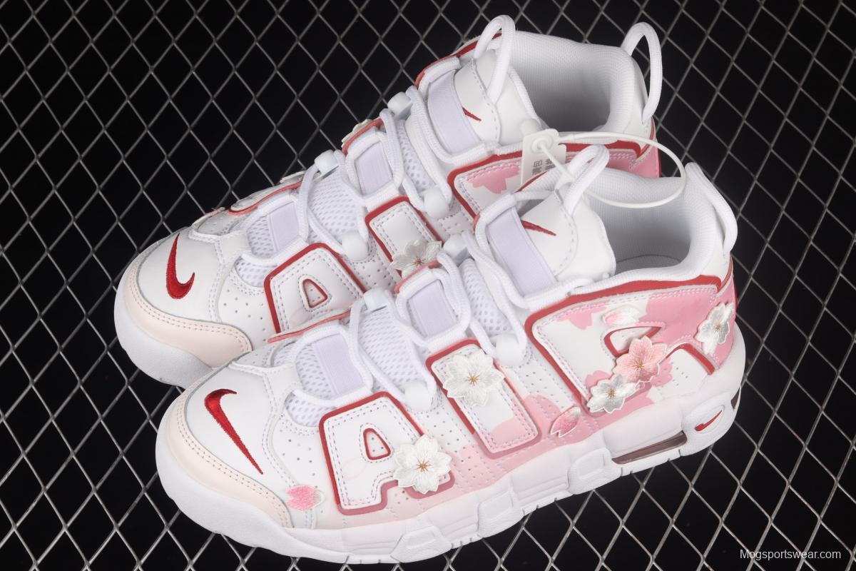 NIKE Air More Uptempo 96 QS Pippen original series cherry blossom embroidery classic high street leisure sports basketball shoes DJ5988-100