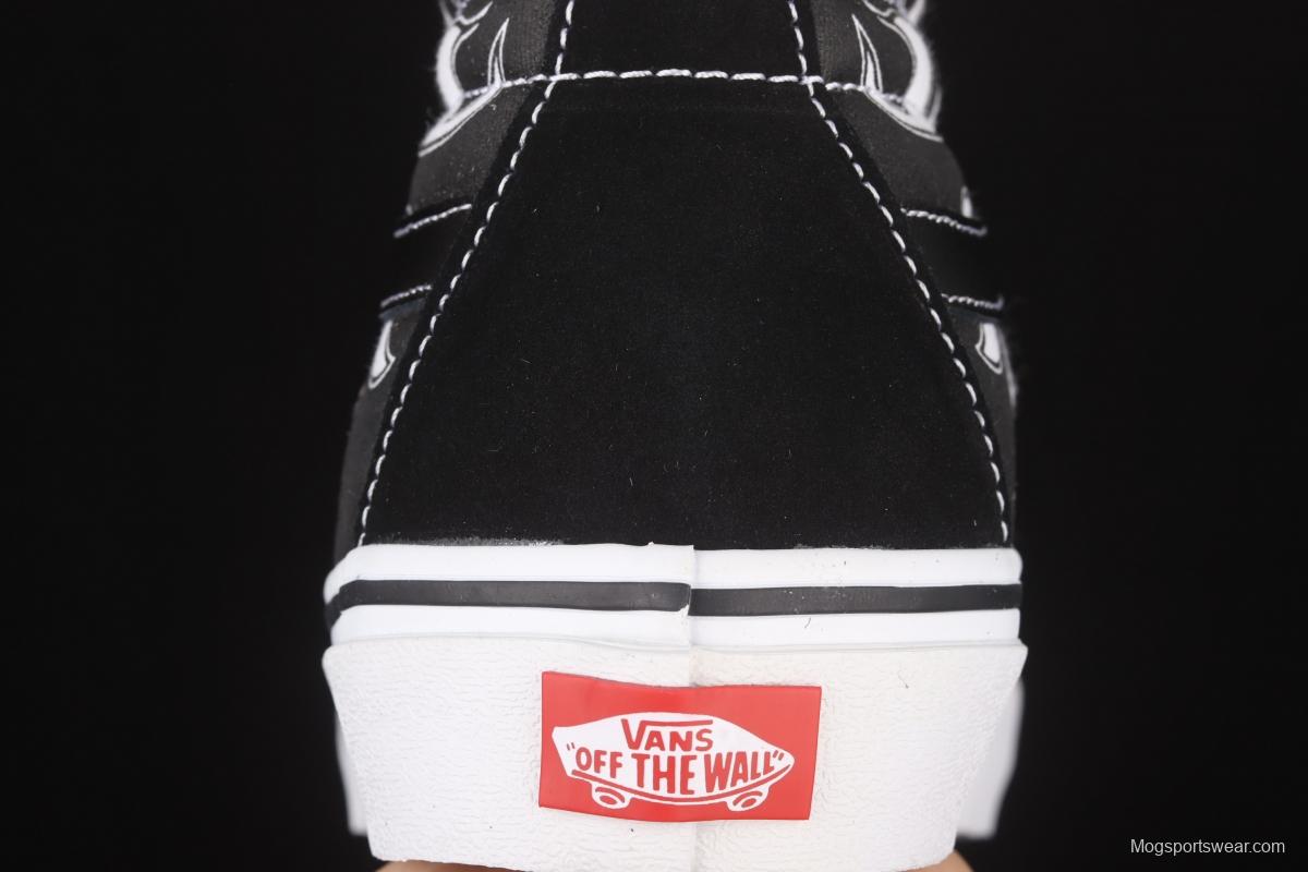 Vans Sk8-Hi black and white flame high top casual board shoes VN0A32QGK681