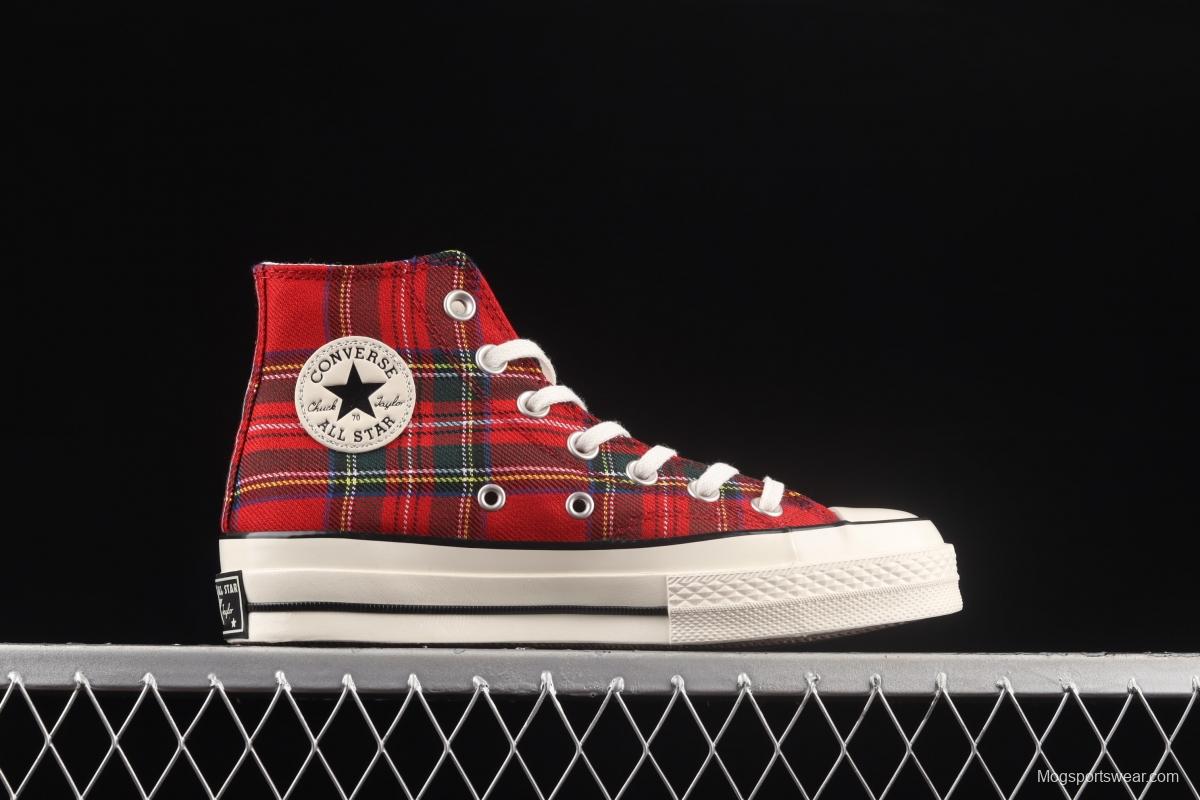 Converse Chuck 1970's Converse Christmas red checkered high-top casual board shoes 169257C