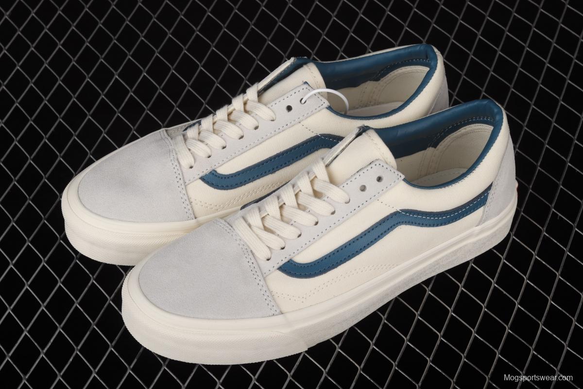 Vans Old Skool Lx white suede inner blue leather spliced canvas retro casual shoes VN0A38G1QKK