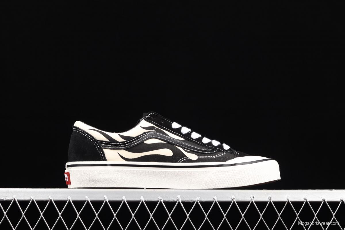 Vans Style 36 half-moon Baotou black-and-white flame low-top sports shoes VN0A3ZCJROF