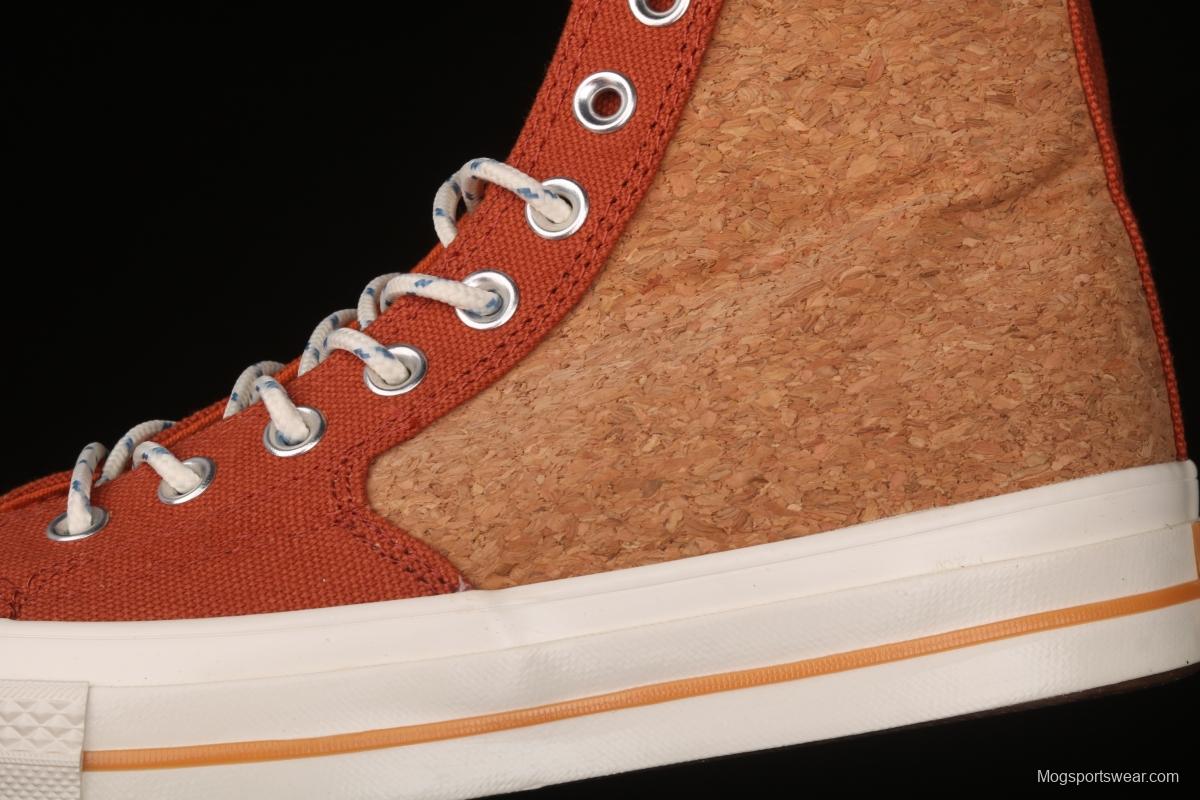 Converse 1970's Converse new cork color textile spliced high-top leisure board shoes 170853C