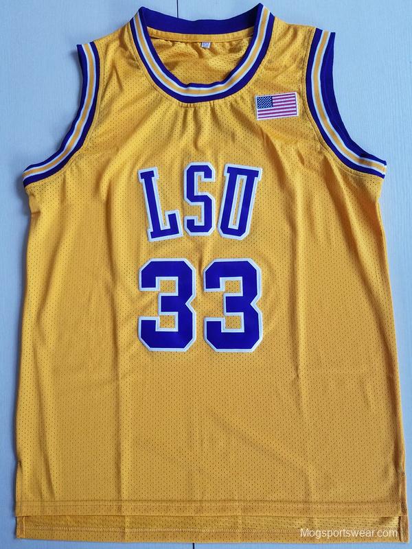 Shaquille O'Neal 33 LSU College Yellow Basketball Jersey