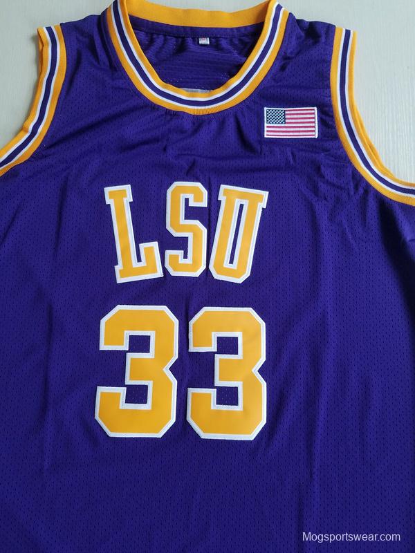 Shaquille O'Neal 33 LSU College Purple Basketball Jersey