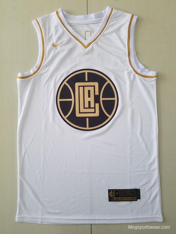 Paul George 13 White Golden Edition Jersey