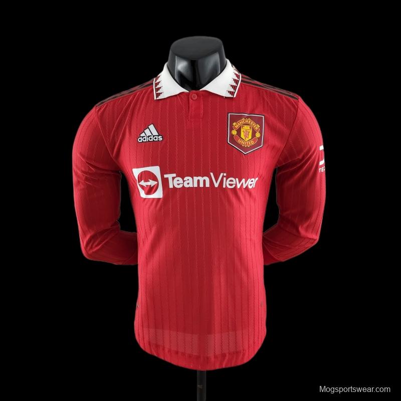 Player Version 22/23 Manchester United Long Sleeves Home Soccer Jersey