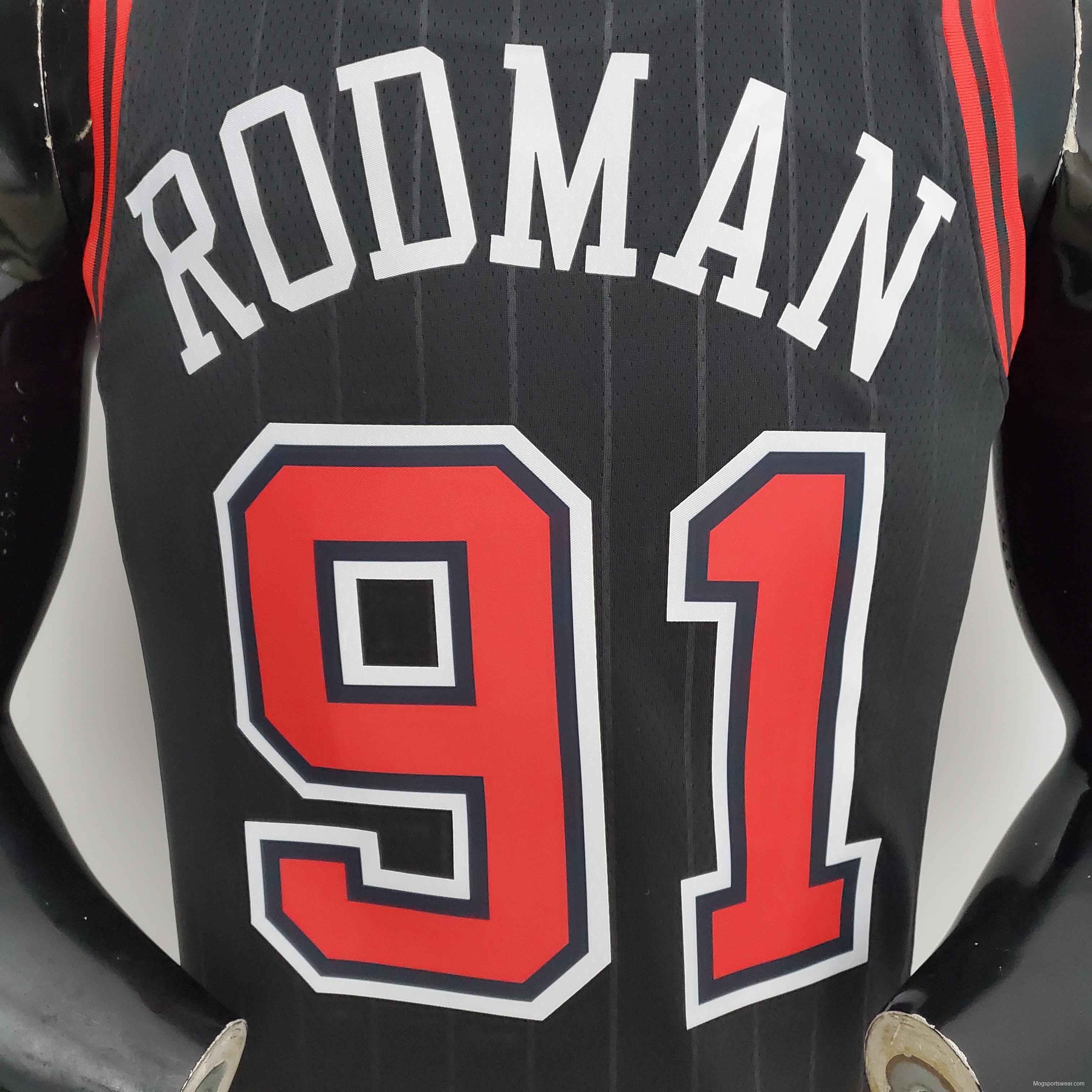 75th Anniversary Rodman#91 Bulls Flyers Black NBA Jersey