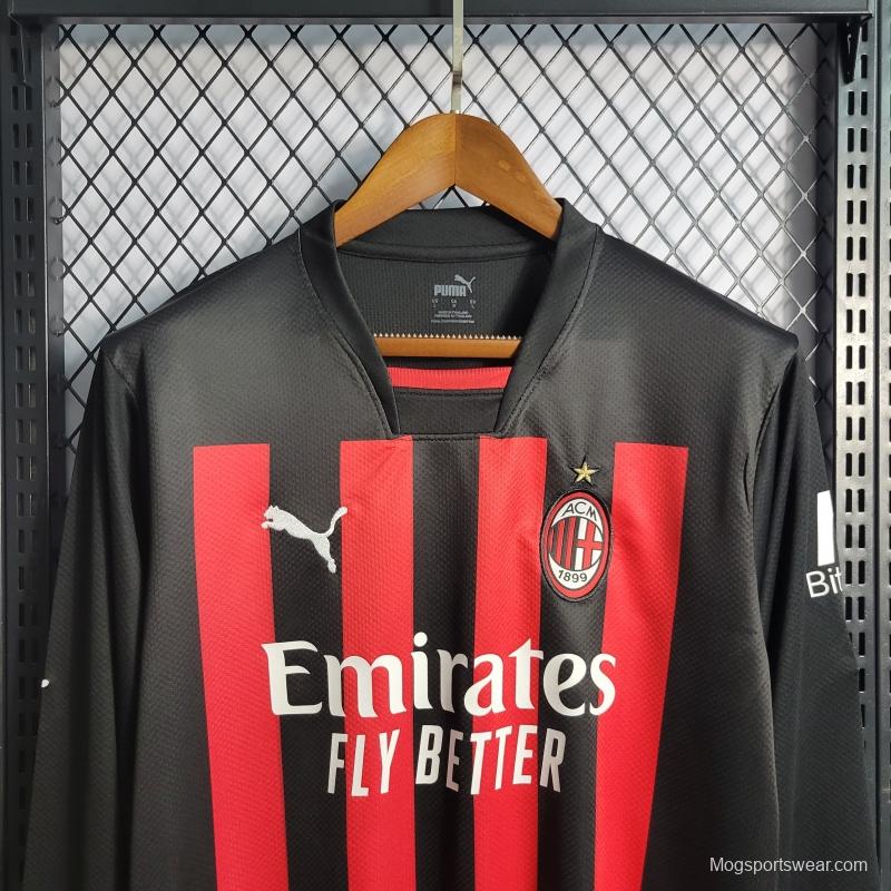 22/23 Long Sleeve AC Milan Home Soccer Jersey