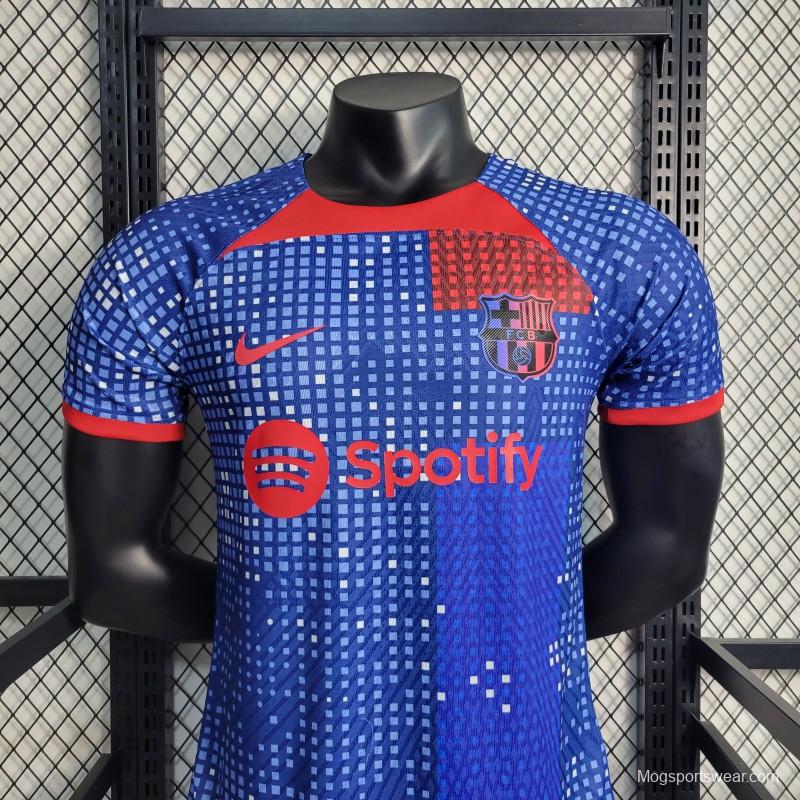 Player Version 23-24 Barcelona Blue Training Jersey Shirt