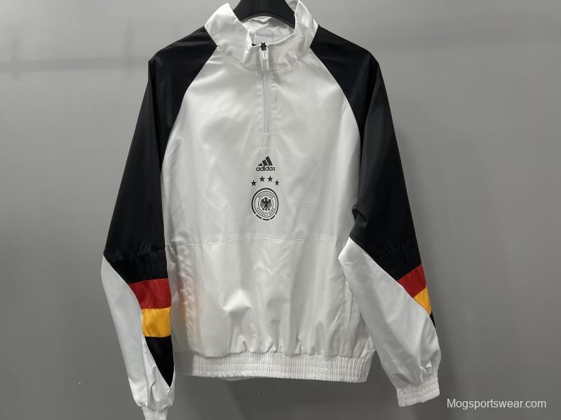 2023 Germany White half Zipper Windbreaker