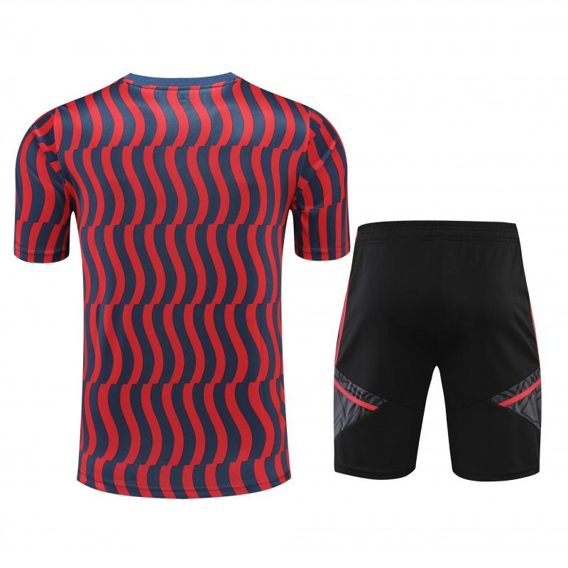 23-24 Bayern Munich Red/Blue Stripe Short Sleeve+Shorts