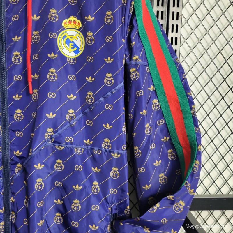 23-24 Real MadridxGUCCI Navy Windbreaker