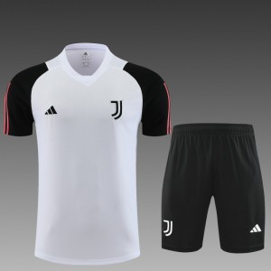 23 24 Juventus White Black Short Sleeve+Shorts