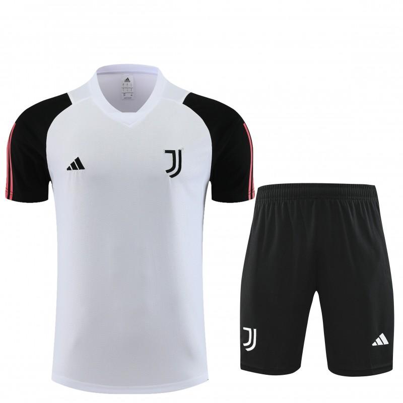 23 24 Juventus White Black Short Sleeve+Shorts