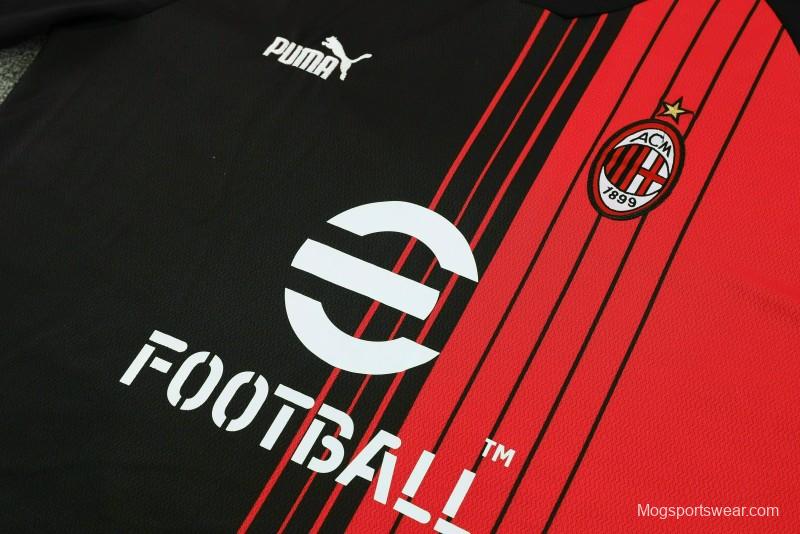 23 24 AC Milan Black Red Short Sleeve+Shorts