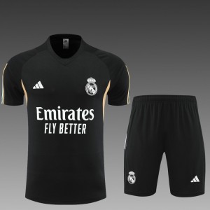 23 24 Real Madrid Black Short Sleeve+Shorts