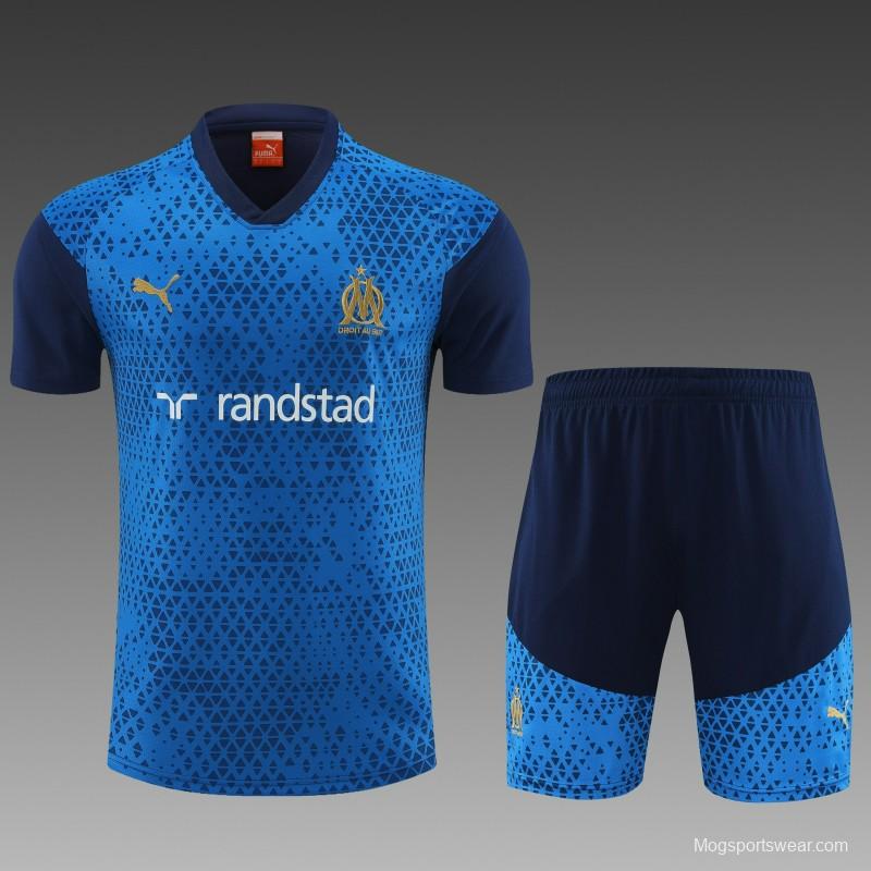 23 24 Olympique Marseille Blue Short Sleeve+Shorts