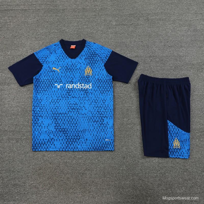 23 24 Olympique Marseille Blue Short Sleeve+Shorts