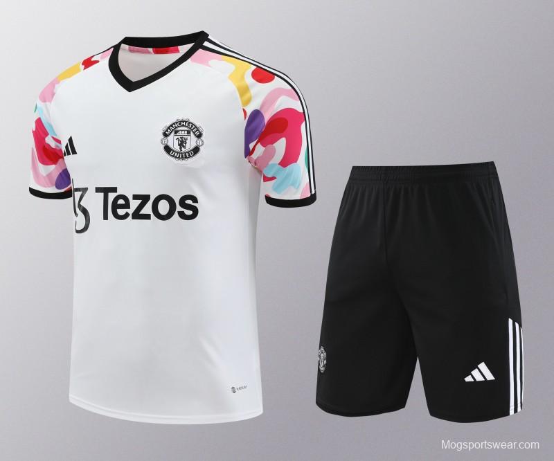 24/25 Manchester United White Short Sleeve Jeresy+Shorts