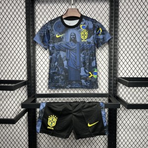 2024 Kids Brazil Christ The Redeemer Dark Blue Special Jersey