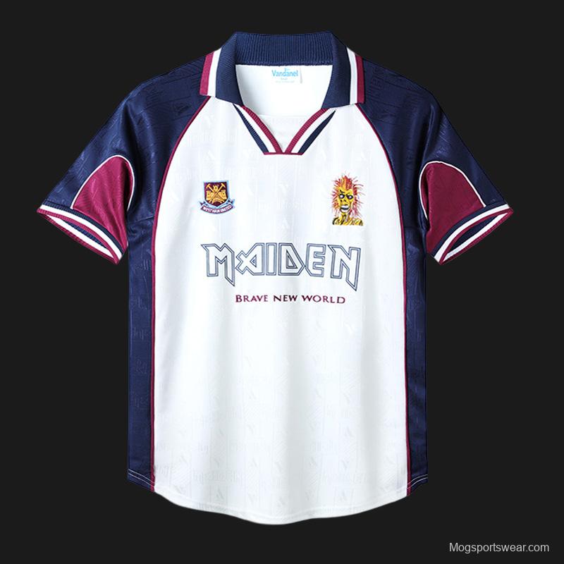 Retro 99/01 West Ham X Iron Maiden Away White Jersey